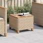 vidaXL Gartentisch Beige 45x45x37 cm Poly Rattan Akazienholz vidaXL Gartentisch Beige 45x45x37 cm Poly Rattan Akazienholz