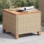 vidaXL Gartentisch Beige 45x45x37 cm Poly Rattan Akazienholz vidaXL Gartentisch Beige 45x45x37 cm Poly Rattan Akazienholz