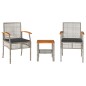 vidaXL 3-tlg. Bistro-Set mit Kissen Grau Poly Rattan Akazienholz vidaXL 3-tlg. Bistro-Set mit Kissen Grau Poly Rattan Akazienholz
