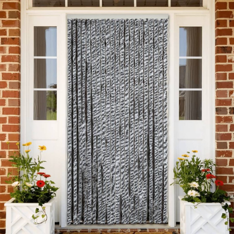 vidaXL Fliegenvorhang Grau, Schwarz und Weiß 90x220 cm Chenille vidaXL Fliegenvorhang Grau, Schwarz und Weiß 90x220 cm Chenille
