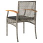 vidaXL Gartenstühle mit Kissen 2 Stk. Grau Poly Rattan Akazienholz vidaXL Gartenstühle mit Kissen 2 Stk. Grau Poly Rattan Akazienholz