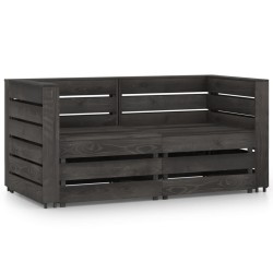 vidaXL 2-Sitzer Outdoor-Sofa Grau Imprägniertes Kiefernholz