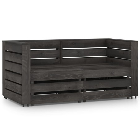 vidaXL 2-Sitzer Outdoor-Sofa Grau Imprägniertes Kiefernholz