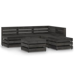 vidaXL 6-tlg. Garten-Lounge-Set Grau Imprägniertes Kiefernholz