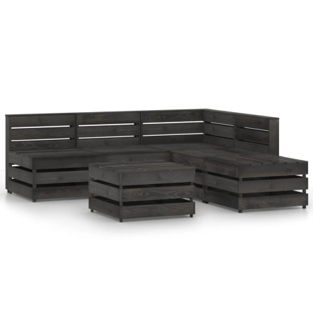 vidaXL 6-tlg. Garten-Lounge-Set Grau Imprägniertes Kiefernholz
