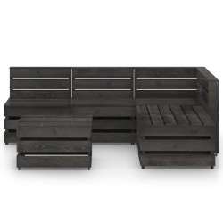 vidaXL 6-tlg. Garten-Lounge-Set Grau Imprägniertes Kiefernholz
