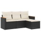 vidaXL 4-tlg. Garten-Sofagarnitur mit Kissen Schwarz Poly Rattan vidaXL 4-tlg. Garten-Sofagarnitur mit Kissen Schwarz Poly Rattan