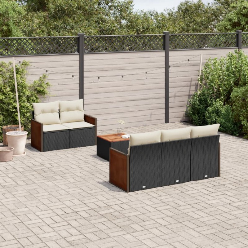 vidaXL 6-tlg. Garten-Sofagarnitur mit Kissen Schwarz Poly Rattan vidaXL 6-tlg. Garten-Sofagarnitur mit Kissen Schwarz Poly Rattan