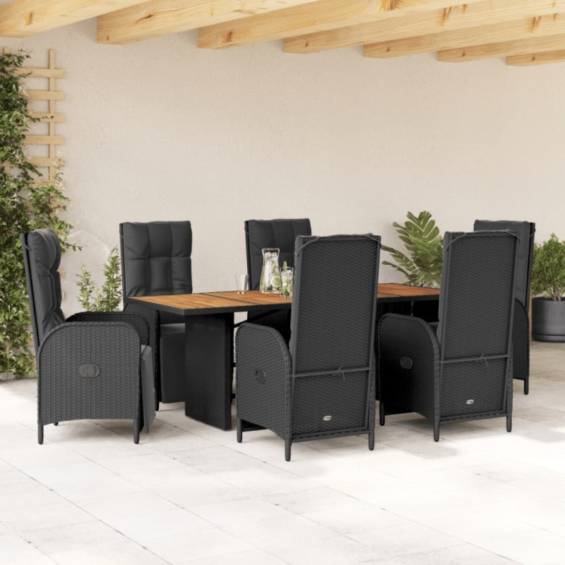 vidaXL 7-tlg. Garten-Essgruppe mit Kissen Schwarz Poly Rattan vidaXL 7-tlg. Garten-Essgruppe mit Kissen Schwarz Poly Rattan