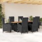 vidaXL 7-tlg. Garten-Essgruppe mit Kissen Schwarz Poly Rattan vidaXL 7-tlg. Garten-Essgruppe mit Kissen Schwarz Poly Rattan