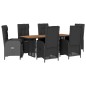 vidaXL 7-tlg. Garten-Essgruppe mit Kissen Schwarz Poly Rattan vidaXL 7-tlg. Garten-Essgruppe mit Kissen Schwarz Poly Rattan