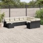 vidaXL 10-tlg. Garten-Sofagarnitur mit Kissen Schwarz Poly Rattan vidaXL 10-tlg. Garten-Sofagarnitur mit Kissen Schwarz Poly Rattan