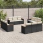 vidaXL 12-tlg. Garten-Sofagarnitur mit Kissen Schwarz Poly Rattan vidaXL 12-tlg. Garten-Sofagarnitur mit Kissen Schwarz Poly Rattan