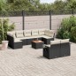 vidaXL 10-tlg. Garten-Sofagarnitur mit Kissen Schwarz Poly Rattan vidaXL 10-tlg. Garten-Sofagarnitur mit Kissen Schwarz Poly Rattan