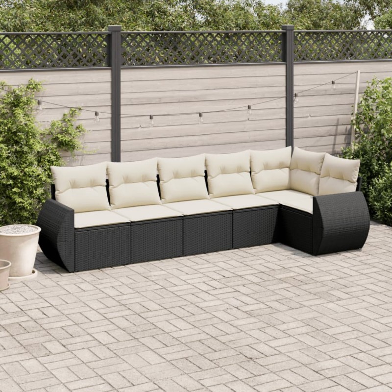 vidaXL 6-tlg. Garten-Sofagarnitur mit Kissen Schwarz Poly Rattan vidaXL 6-tlg. Garten-Sofagarnitur mit Kissen Schwarz Poly Rattan