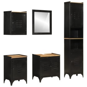 vidaXL 5-tlg. Badmöbel-Set Eisen und Massivholz Mango