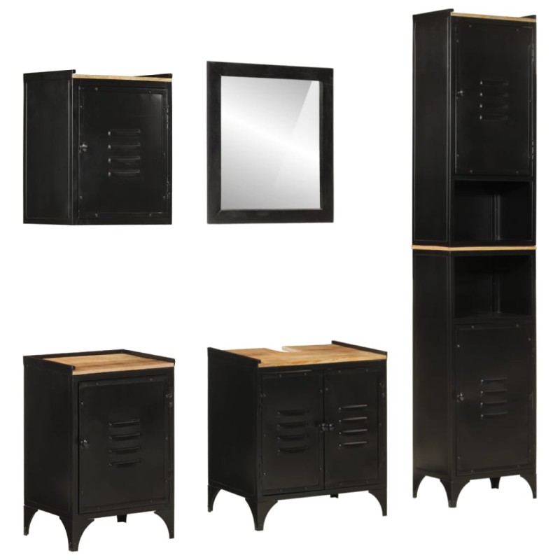 vidaXL 5-tlg. Badmöbel-Set Eisen und Massivholz Mango vidaXL 5-tlg. Badmöbel-Set Eisen und Massivholz Mango