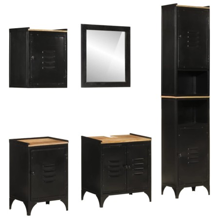 vidaXL 5-tlg. Badmöbel-Set Eisen und Massivholz Mango