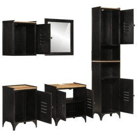 vidaXL 5-tlg. Badmöbel-Set Eisen und Massivholz Mango