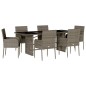 vidaXL 7-tlg. Garten-Essgruppe mit Kissen Grau Poly Rattan vidaXL 7-tlg. Garten-Essgruppe mit Kissen Grau Poly Rattan