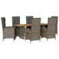 vidaXL 7-tlg. Garten-Essgruppe mit Kissen Grau Poly Rattan vidaXL 7-tlg. Garten-Essgruppe mit Kissen Grau Poly Rattan