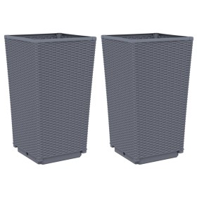 vidaXL Pflanzkübel 2 Stk. Grau 32,5x32,5x57 cm PP