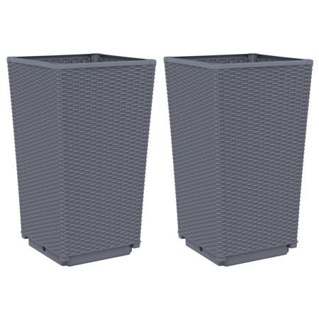 vidaXL Pflanzkübel 2 Stk. Grau 32,5x32,5x57 cm PP