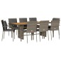vidaXL 9-tlg. Garten-Essgruppe mit Kissen Grau Poly Rattan vidaXL 9-tlg. Garten-Essgruppe mit Kissen Grau Poly Rattan