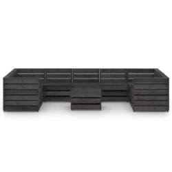 10-tlg. Garten-Lounge-Set Grau Imprägniertes Kiefernholz
