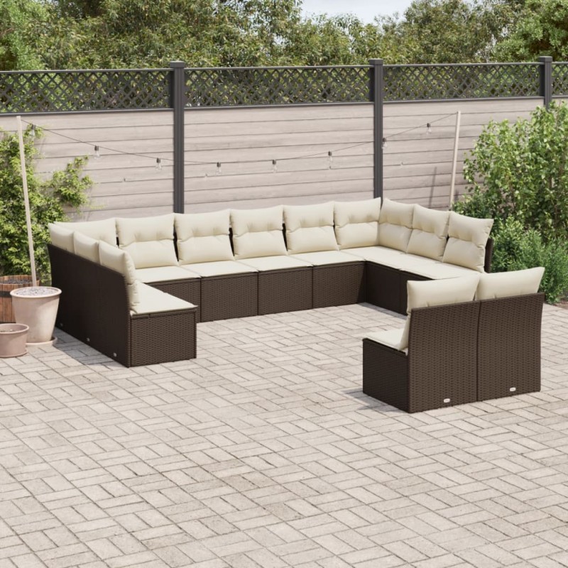 vidaXL 12-tlg. Garten-Sofagarnitur mit Kissen Braun Poly Rattan vidaXL 12-tlg. Garten-Sofagarnitur mit Kissen Braun Poly Rattan