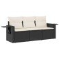 vidaXL 3-tlg. Garten-Sofagarnitur mit Kissen Schwarz Poly Rattan vidaXL 3-tlg. Garten-Sofagarnitur mit Kissen Schwarz Poly Rattan