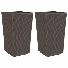 vidaXL Pflanzkübel 2 Stk. Braun 32,5x32,5x57 cm PP