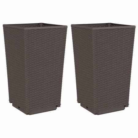 vidaXL Pflanzkübel 2 Stk. Braun 32,5x32,5x57 cm PP