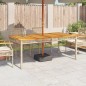 vidaXL Gartentisch Beige 180x90x75 cm Poly Rattan Akazienholz vidaXL Gartentisch Beige 180x90x75 cm Poly Rattan Akazienholz