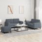 vidaXL 3-tlg. Sofagarnitur mit Kissen Dunkelgrau Samt vidaXL 3-tlg. Sofagarnitur mit Kissen Dunkelgrau Samt