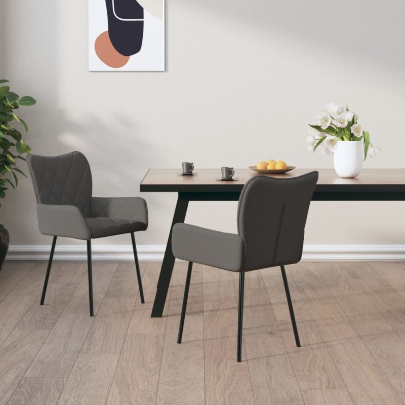 vidaXL Esszimmerstühle 2 Stk. Dunkelgrau Stoff vidaXL Esszimmerstühle 2 Stk. Dunkelgrau Stoff