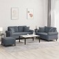 vidaXL 3-tlg. Sofagarnitur mit Kissen Dunkelgrau Samt vidaXL 3-tlg. Sofagarnitur mit Kissen Dunkelgrau Samt
