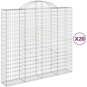 vidaXL Gabionen mit Hochbogen 20Stk. 200x50x180/200cm Verzinktes Eisen