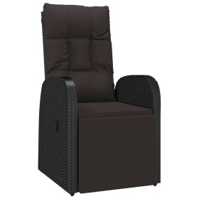 vidaXL Gartensessel Verstellbar mit Kissen Schwarz Poly Rattan