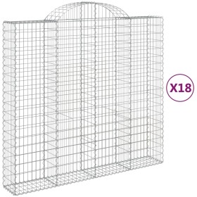 vidaXL Gabionen mit Hochbogen 18Stk. 200x50x180/200cm Verzinktes Eisen