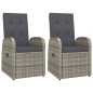 vidaXL Garten-Liegestühle mit Kissen 2 Stk. Grau Poly Rattan vidaXL Garten-Liegestühle mit Kissen 2 Stk. Grau Poly Rattan