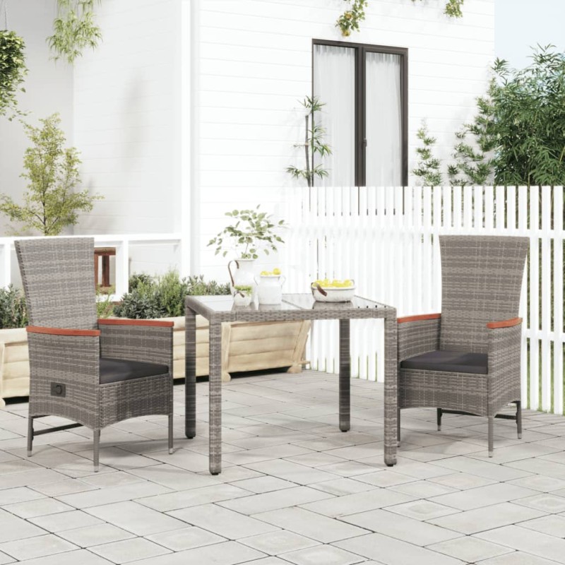 vidaXL Garten-Liegestühle mit Kissen 2 Stk. Grau Poly Rattan vidaXL Garten-Liegestühle mit Kissen 2 Stk. Grau Poly Rattan