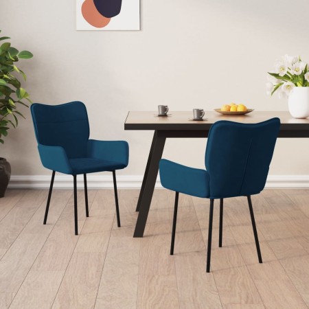 vidaXL Esszimmerstühle 2 Stk. Blau Samt