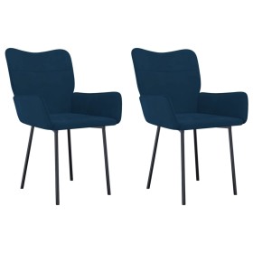 vidaXL Esszimmerstühle 2 Stk. Blau Samt