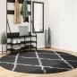 vidaXL Teppich Shaggy Hochflor Modern Schwarz und Creme Ø 200 cm vidaXL Teppich Shaggy Hochflor Modern Schwarz und Creme Ø 200 cm