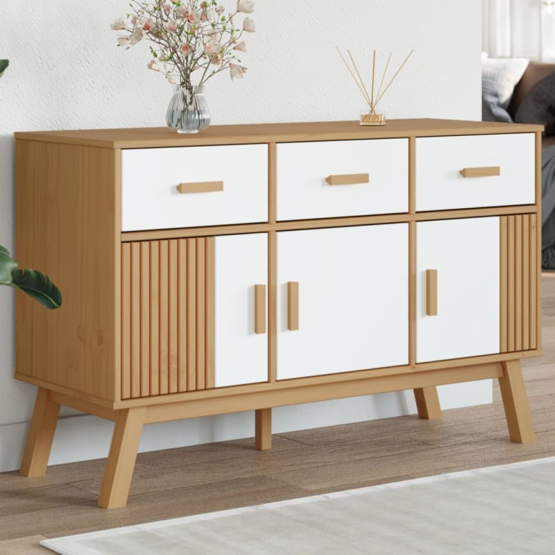 vidaXL Sideboard OLDEN Weiß und Braun 114x43x73,5 cm Massivholz Kiefer vidaXL Sideboard OLDEN Weiß und Braun 114x43x73,5 cm Massivholz Kiefer