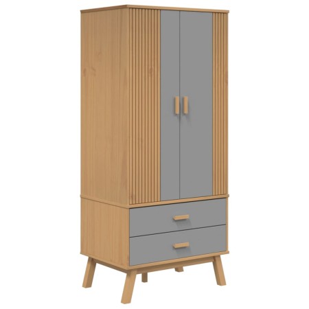 vidaXL Kleiderschrank OLDEN Grau Braun 76,5x53x172cm Massivholz Kiefer