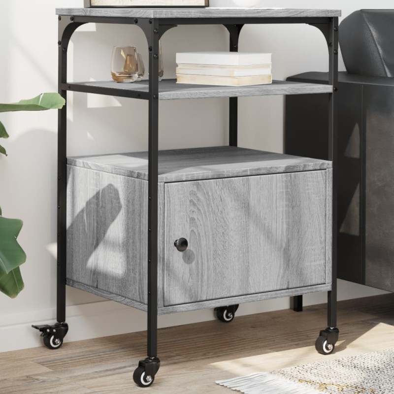 vidaXL Druckerständer 3 Ablagen Grau Sonoma 50x40x76 cm Holzwerkstoff vidaXL Druckerständer 3 Ablagen Grau Sonoma 50x40x76 cm Holzwerkstoff
