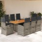 vidaXL 9-tlg. Garten-Essgruppe mit Kissen Grau Poly Rattan vidaXL 9-tlg. Garten-Essgruppe mit Kissen Grau Poly Rattan