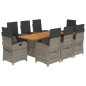 vidaXL 9-tlg. Garten-Essgruppe mit Kissen Grau Poly Rattan vidaXL 9-tlg. Garten-Essgruppe mit Kissen Grau Poly Rattan